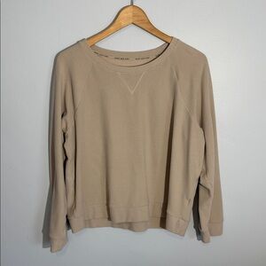 Andrew Marc Women’s Beige Crew Neck Sweater | Soft Layering Knit